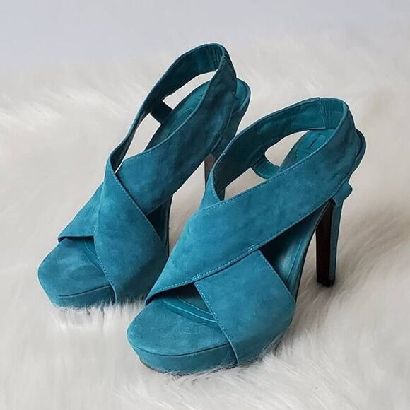 Diane Von Furstenberg Suede Criss Cross Platform Heels - 6 - Picture 12 of 13